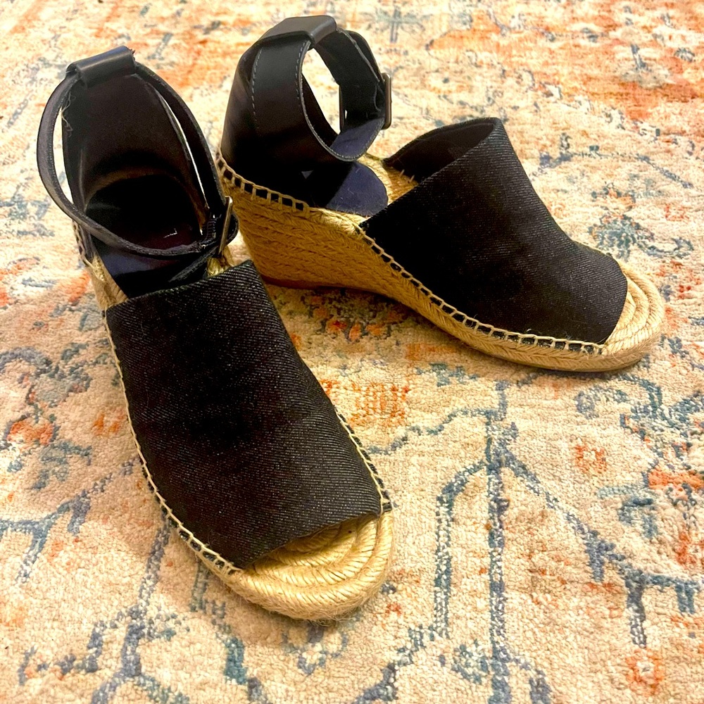 Gap Navy Denim Wedge Espadrille Sandals